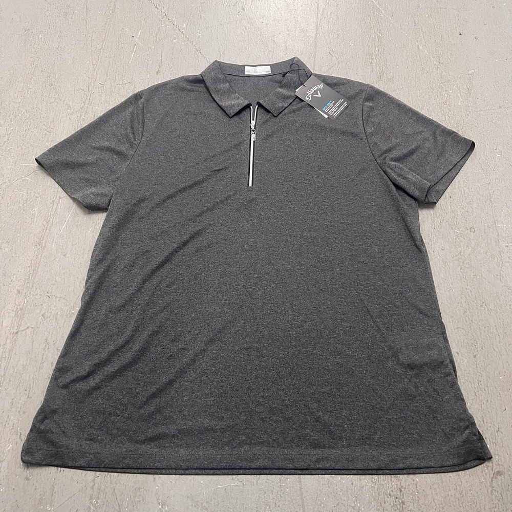 Callaway Women's XL Gray Opti-Dri 1/4 Zip Golf Short Sleeve Polo Shirt